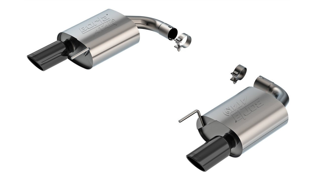24 - Mustang 5.0L Axle Back Exhaust - Polished Black Exhaust Tips - Fenix Motorsports - Exhaust,Exhaust Pipes, Systems and Components,Exhaust Systems