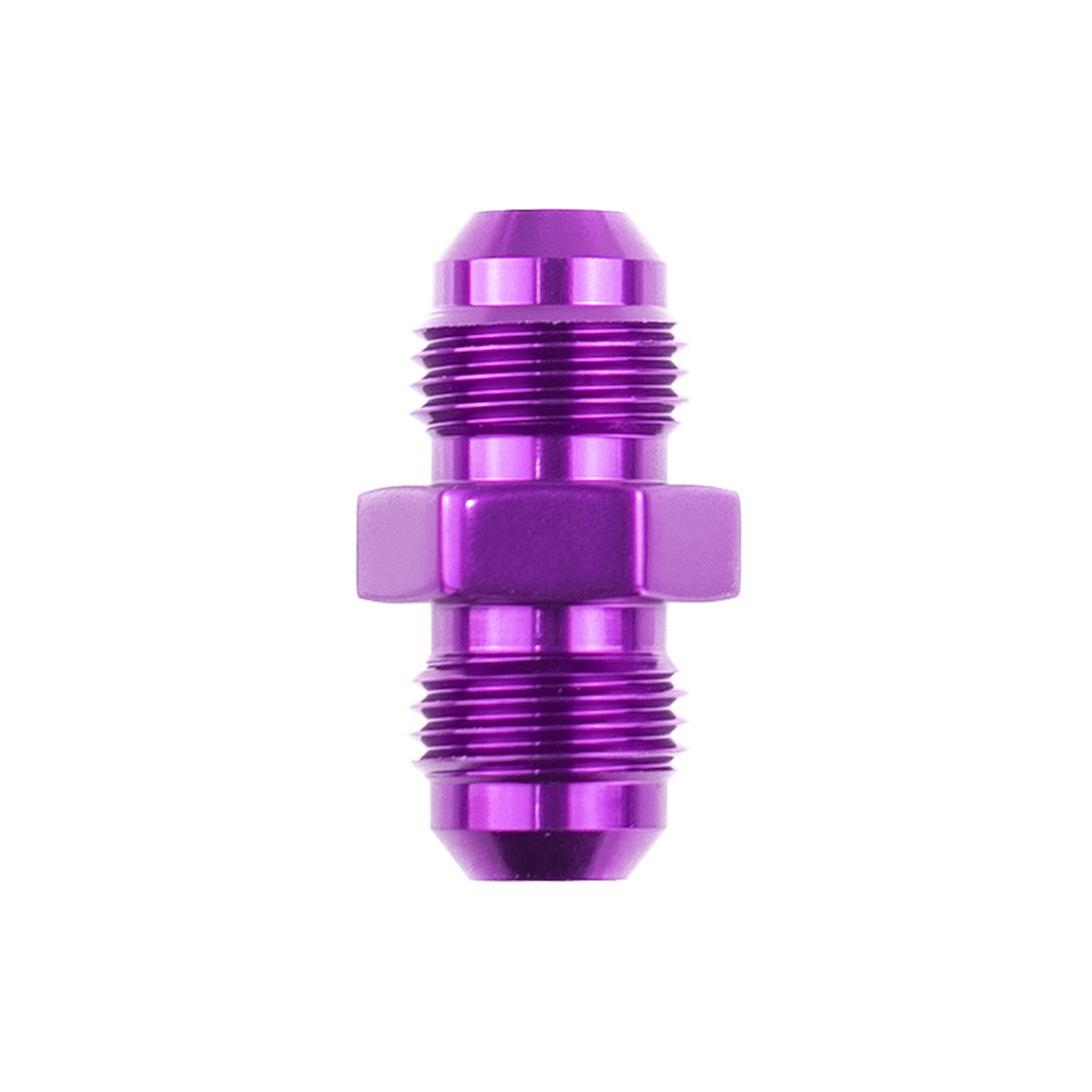 Color Fittings AN Fitting Male to Male Flare Union in purple, available in various sizes including -4AN to -3AN