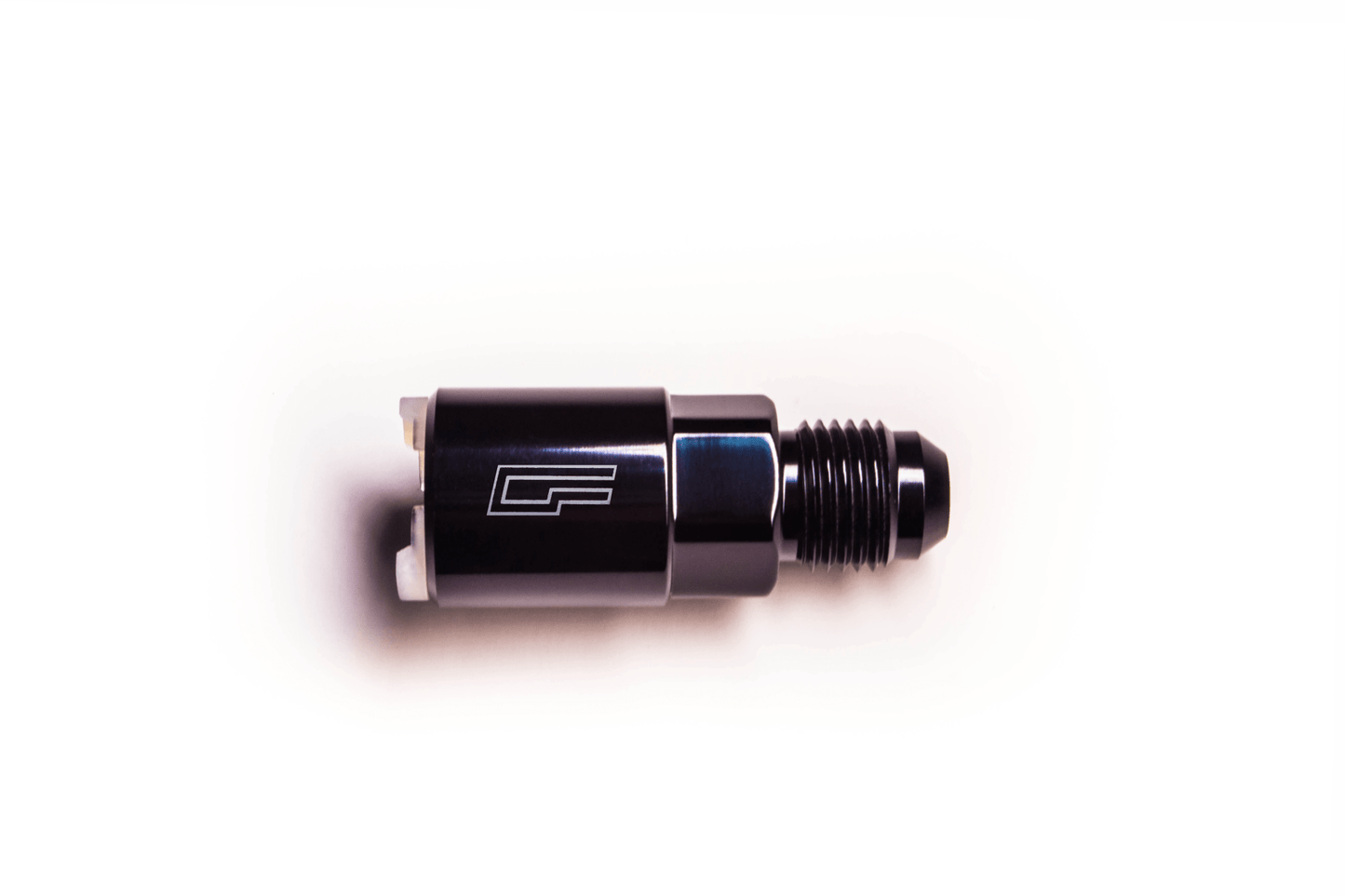 Color Fittings EFI Connector -6 AN to Quick Connect in Balck, used for adapting OEM quick connects to aftermarket AN fittings and tubing