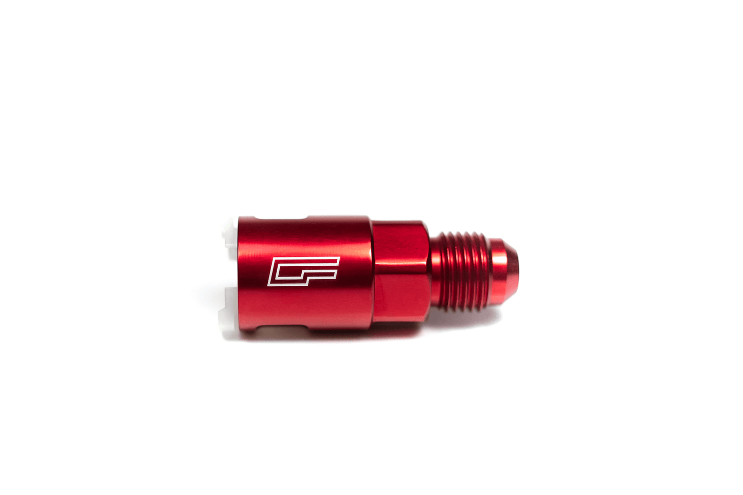 Color Fittings EFI Connector -6 AN to Quick Connect in red, used for adapting OEM quick connects to aftermarket AN fittings and tubing