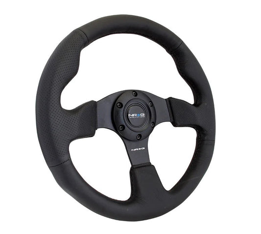 NRG Steering Wheel 320mm Flt Bottom Black Leather - Fenix Motorsports - Steering and Components,Steering Wheels and Components,Steering Wheels and Components