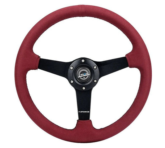 NRG Steering Wheel 350mm 1.5 in Dish Burgundy Alcantara - Fenix Motorsports - Steering and Components,Steering Wheels and Components,Steering Wheels and Components