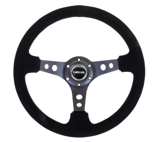 NRG Steering Wheel 350mm 3in Dish Black Suede - Fenix Motorsports - Steering and Components,Steering Wheels and Components,Steering Wheels and Components