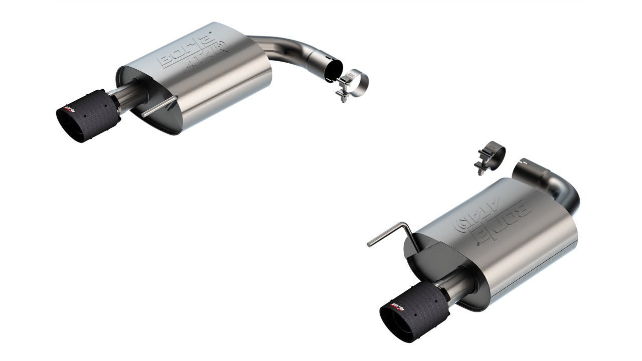 24 - Mustang 5.0L Axle Back Exhaust - Carbon Exhaust Tips - Fenix Motorsports - Exhaust,Exhaust Pipes, Systems and Components,Exhaust Systems