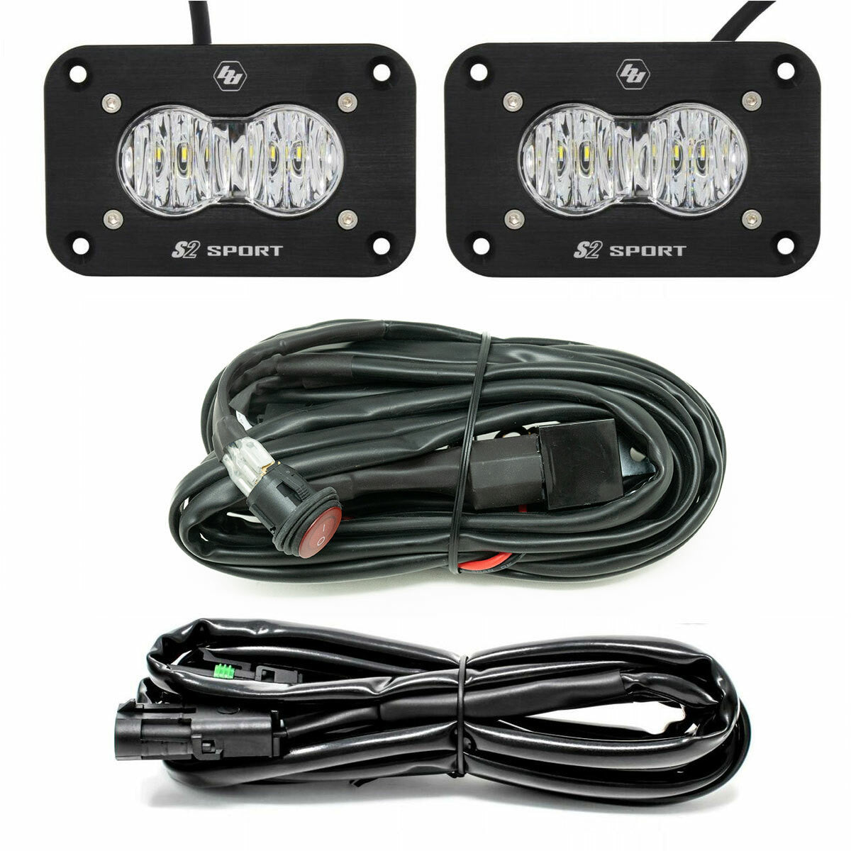 Baja Designs S2 Sport Black Flush Mount LED Auxiliary Light Pod Reverse Kit - Fenix Motorsports - LED Auxiliary Light Pod Kit