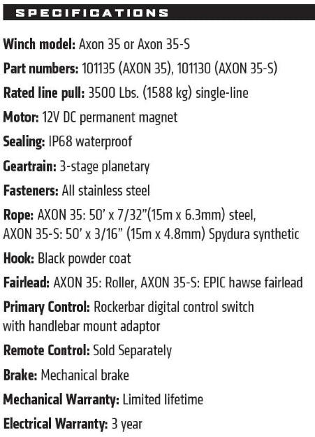 WARN AXON 35 WARN Powersport Winch - Fenix Motorsports - Winch