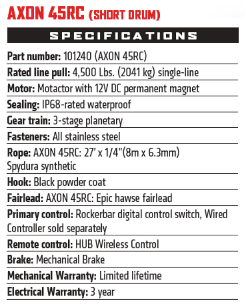 WARN AXON 45RC Powersport Winch - 101240 - Fenix Motorsports - Winch